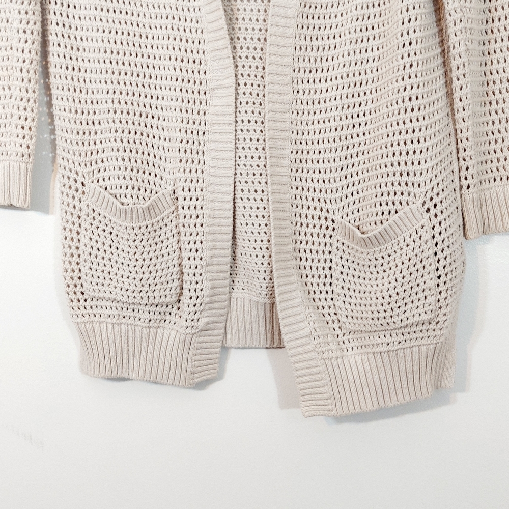 GAP Cardigan Long Sweater with Pockets, Creamy Grey Color, Size Medium - Picture 3 of 11